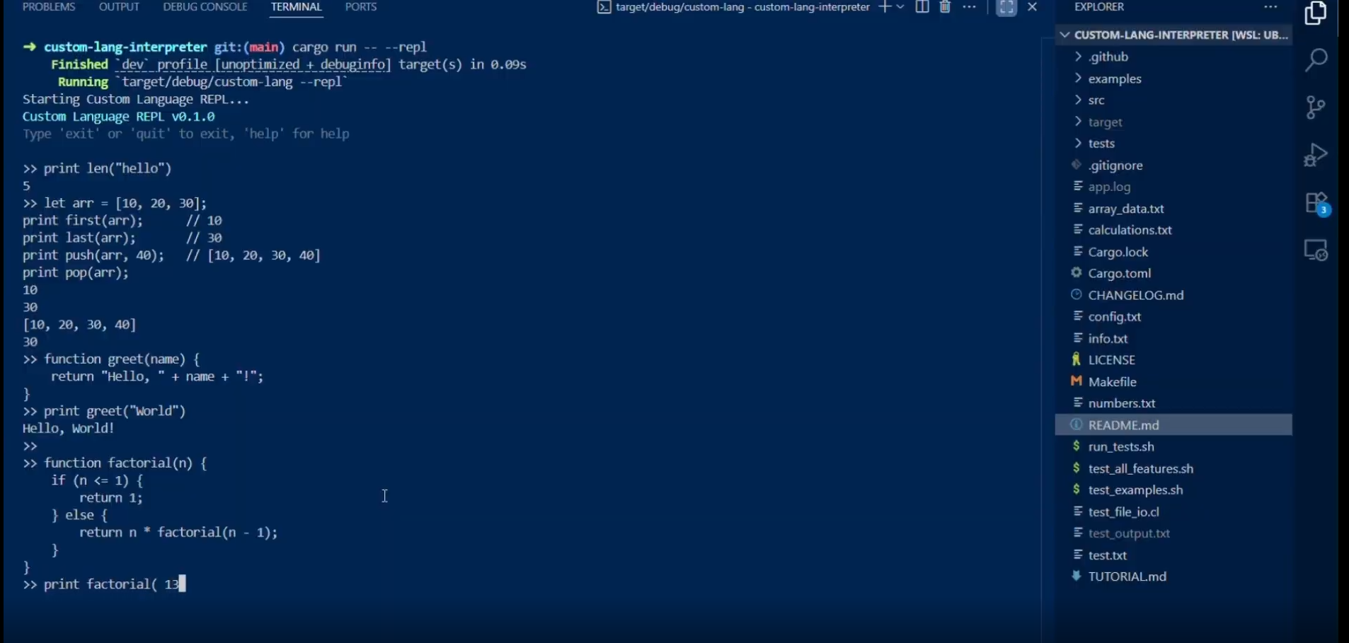 Custom Language Interpreter